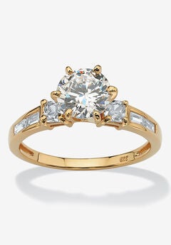 Yellow Gold over Sterling Silver Engagement Ring Cubic Zirconia (2 1/7 cttw TDW)