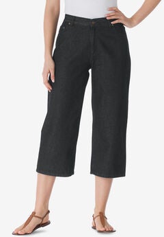 Perfect 5-Pocket Back-Elastic Denim Capri