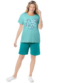 2-Piece Knit Tee and Short Set