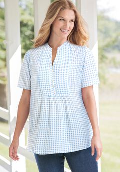 Pintucked Half-Button Tunic
