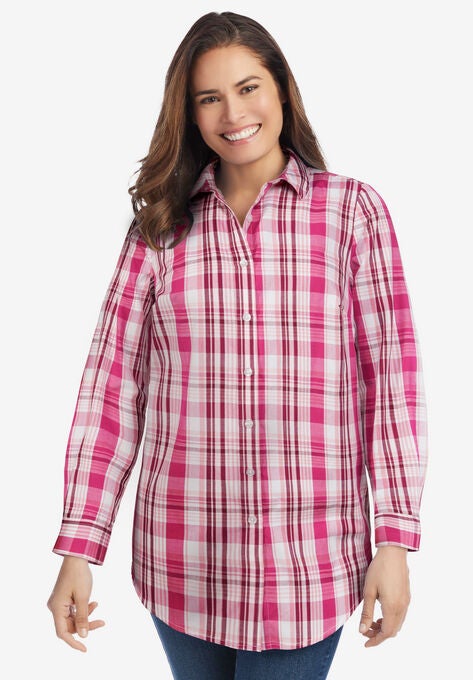 Perfect Long Sleeve Shirt, RASPBERRY CHARMING PLAID, hi-res image number null