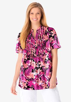 Pintucked Half-Button Tunic