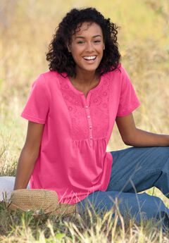 Eyelet Henley Tee