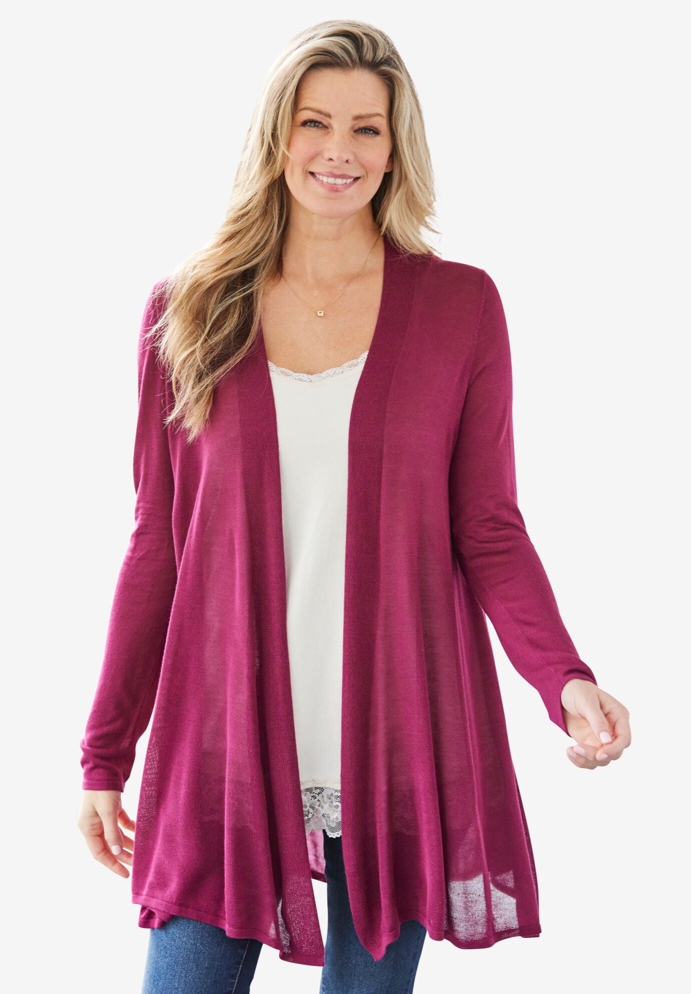 Purple open front cardigan Clearance