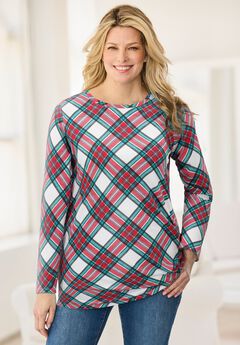 Perfect Printed Long-Sleeve Crewneck Tunic