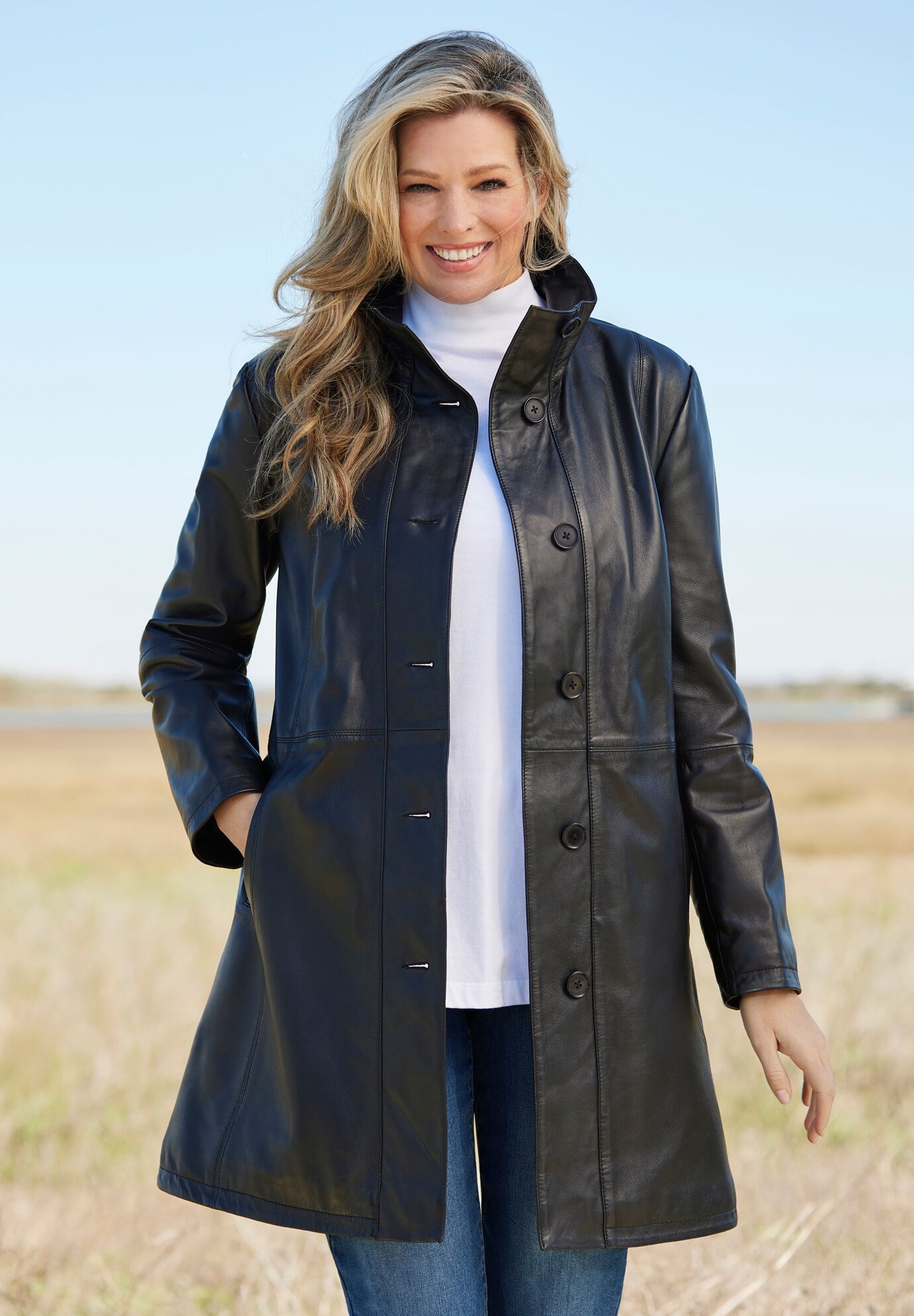 Leather Swing Coat