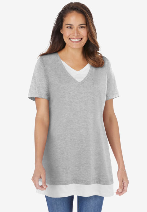 Layered-Look Tunic, HEATHER GREY, hi-res image number null