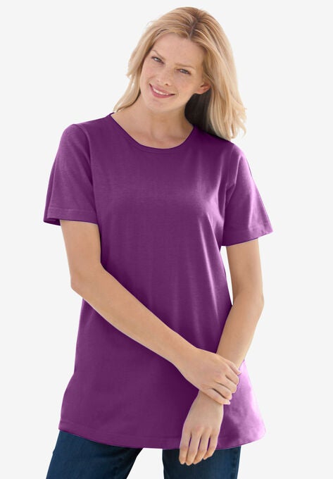 Perfect Short-Sleeve Crewneck Tee, PLUM PURPLE, hi-res image number null