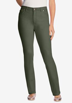 Stretch Denim 5-Pocket Straight-Leg Jeans