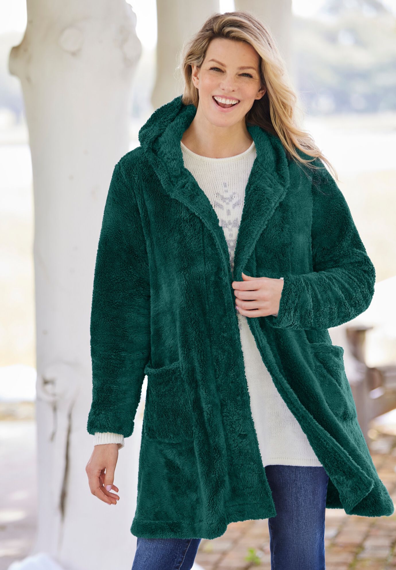 Fleece swing coat top