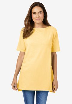 Perfect Short-Sleeve Boatneck Tunic