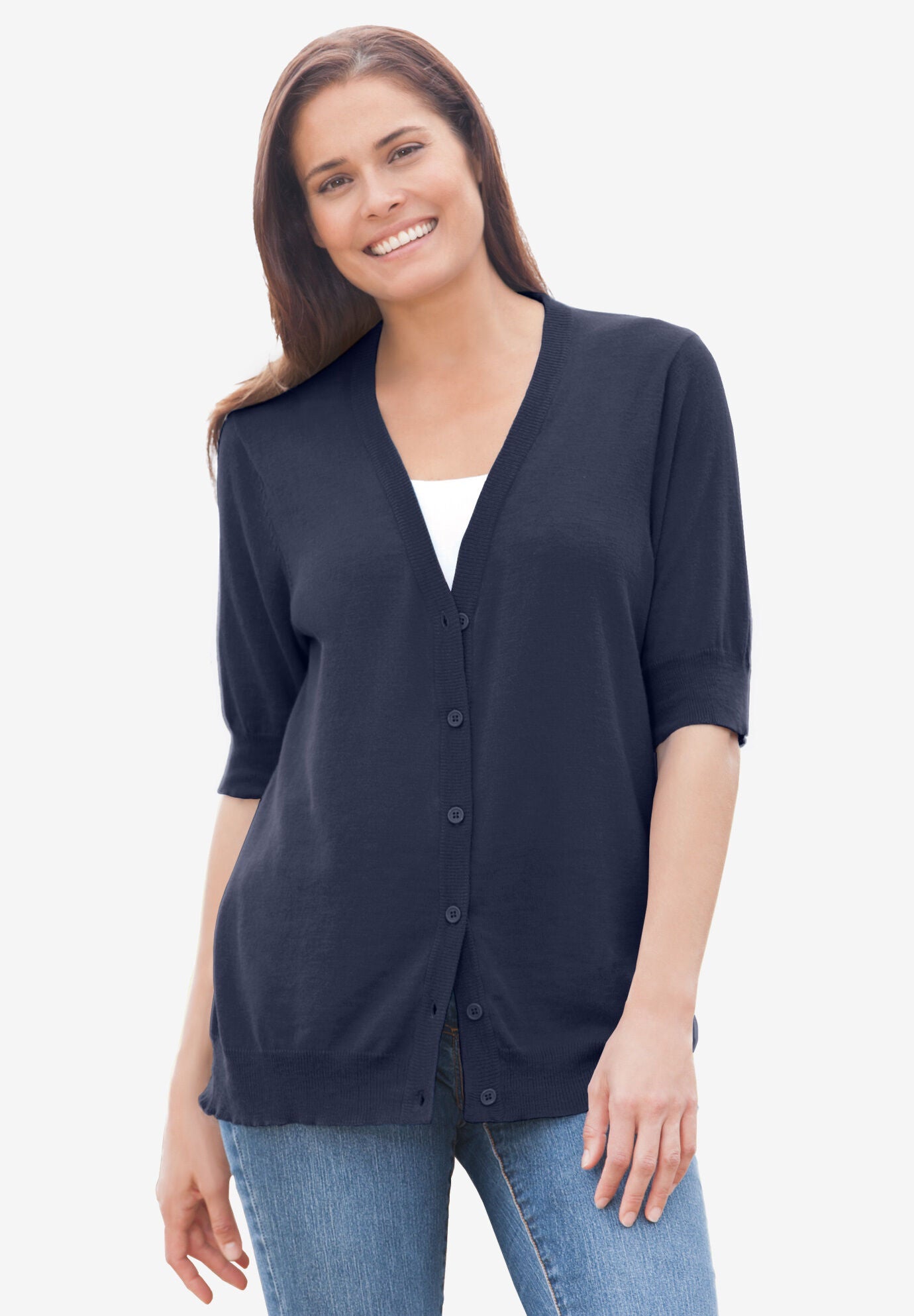 Short Sleeve V Neck Cardigan
