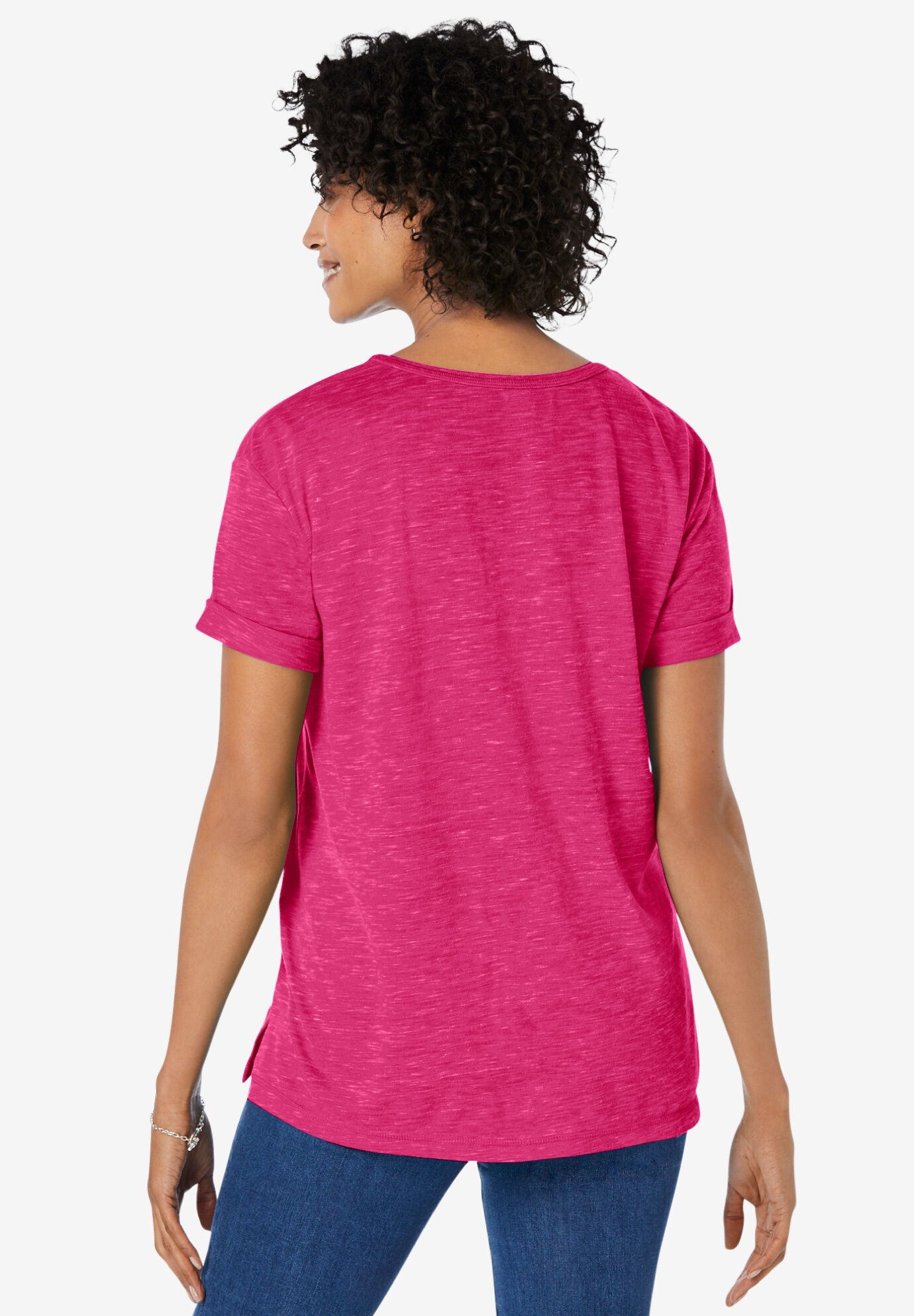 Marled CuffedSleeve Tee Woman Within