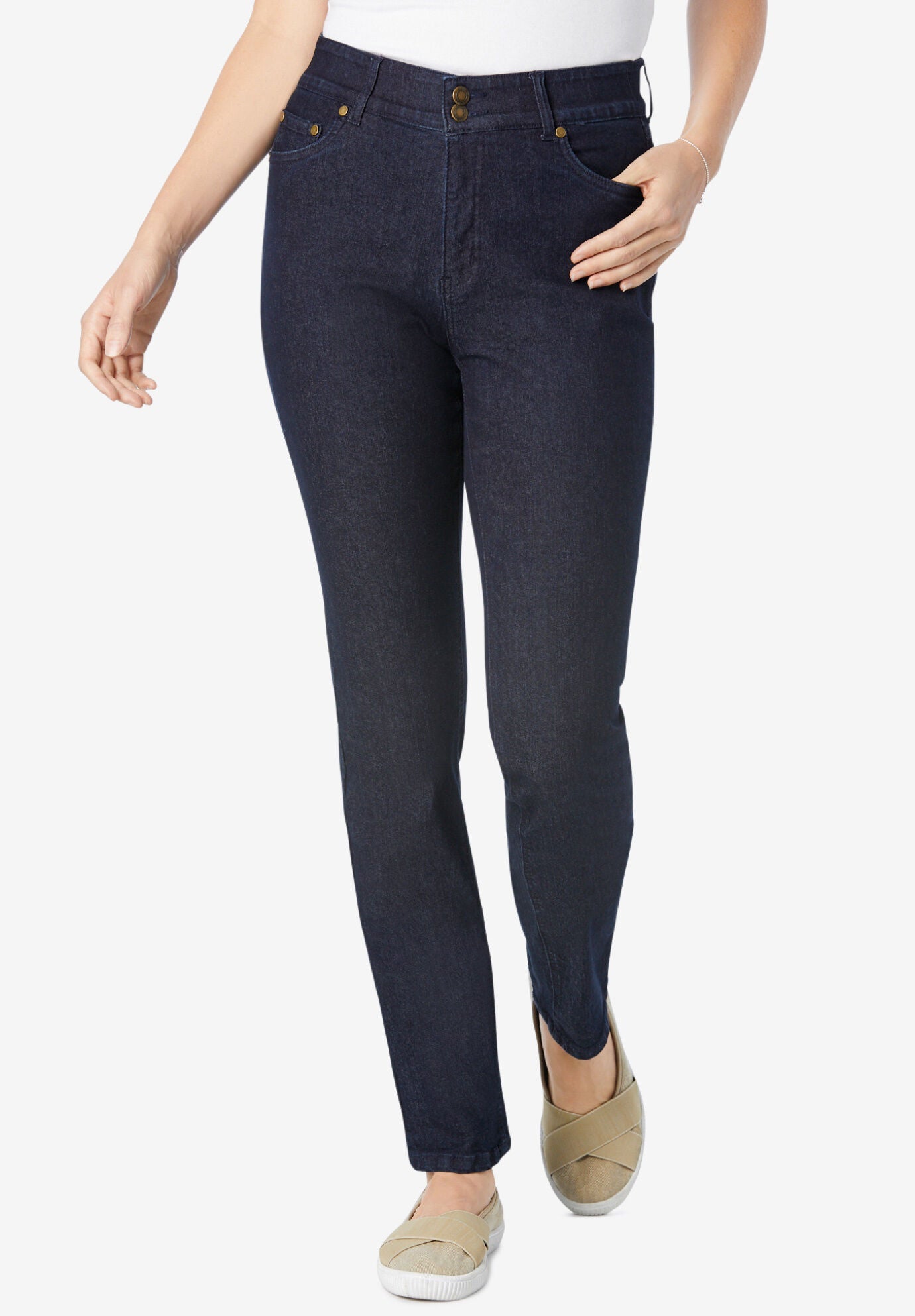 Secret Solutions Tummy Smoothing Straight Leg Jean Woman Within