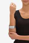 Silvertone Hammered 3 Piece Stack Bracelet Set, 8.5", , alternate image number null
