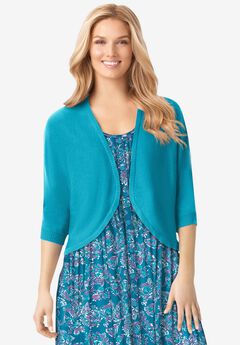 Rib Trim Cardigan Shrug Sweater