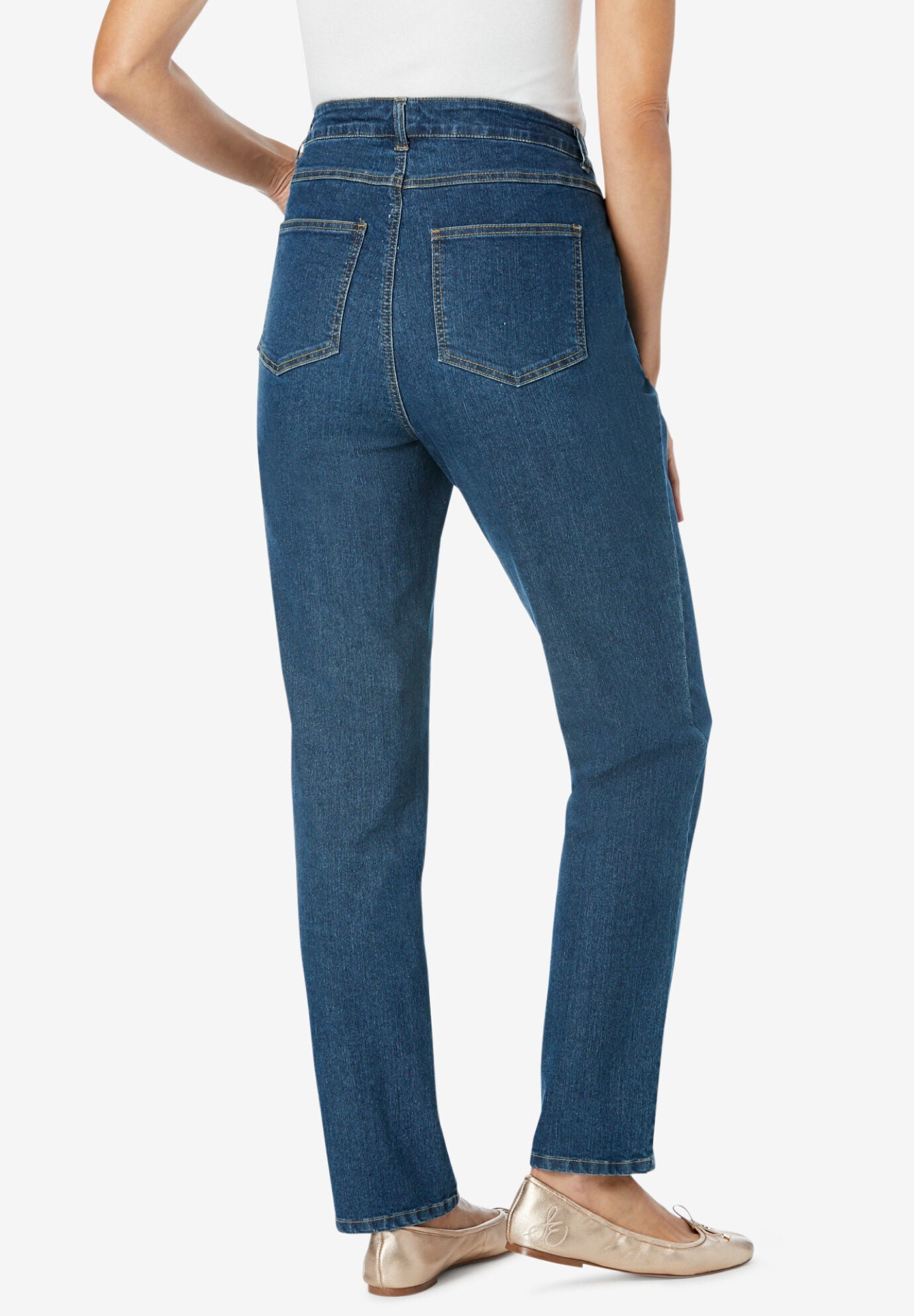 Woman within straight leg jeans top
