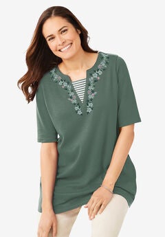 7-Day Embroidered Layered-Look Tunic