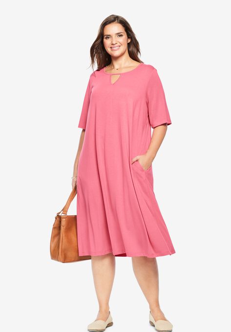 A Line Keyhole Dress Plus Size Casual Dresses Woman Within