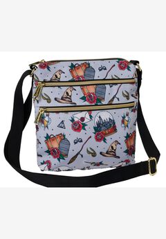 Loungefly x Harry Potter Crossbody Travel Passport Bag Nylon Tattoo All Over Print