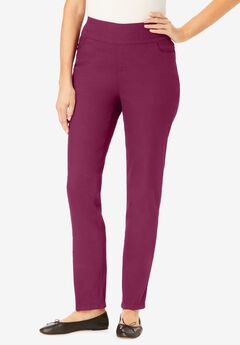 Flex-Fit Pull-On Straight-Leg Gap-Free Stretch Denim Jeans