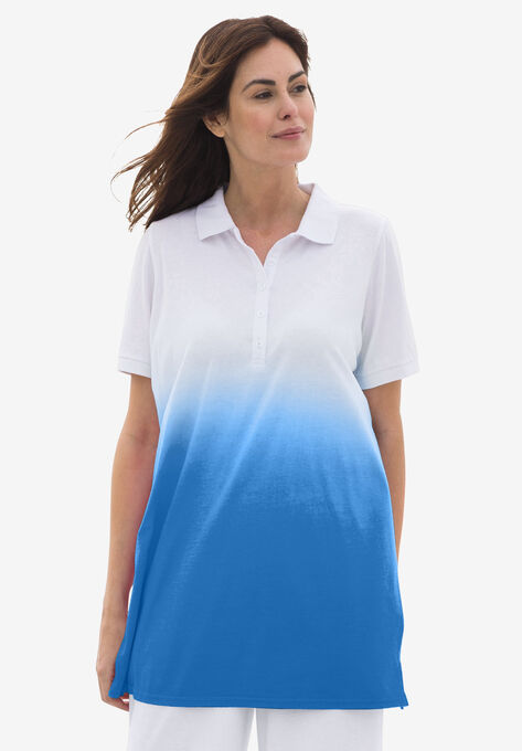 Dip-Dye Polo Tunic, BRIGHT COBALT OMBRE, hi-res image number null