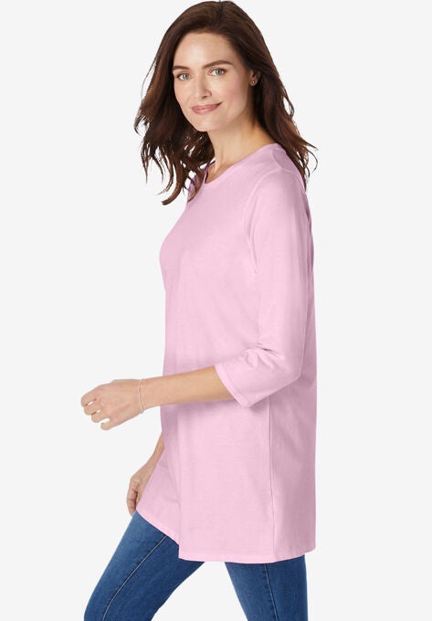 Perfect Three-Quarter Sleeve Crewneck Tunic, , alternate image number null