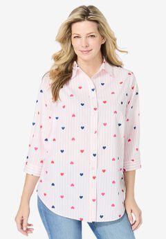 Perfect Three Quarter Sleeve Button-Down Tunic