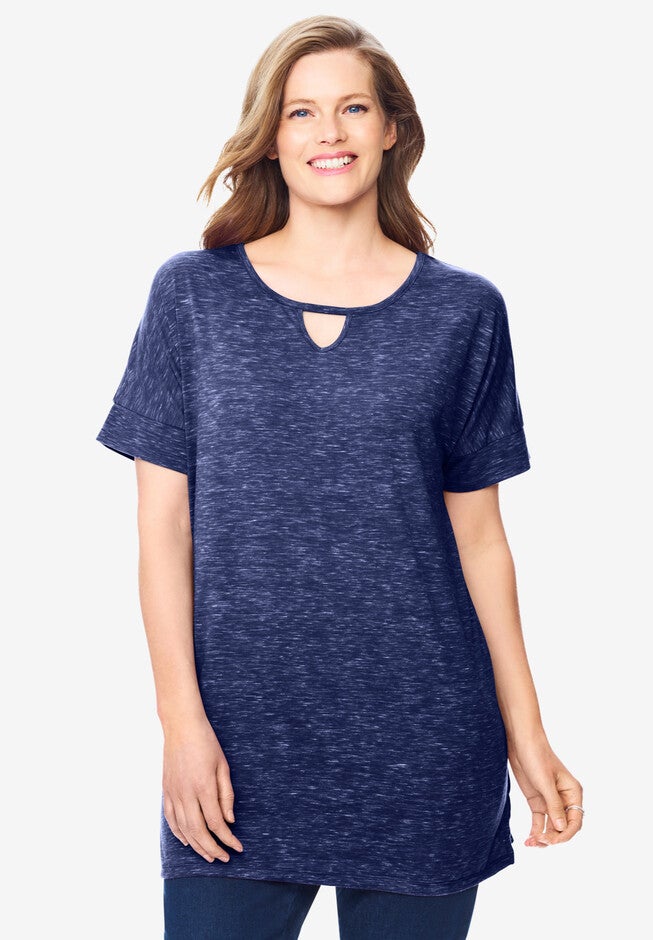 Marled Keyhole Tunic, DARK NAVY MARLED, hi-res image number null