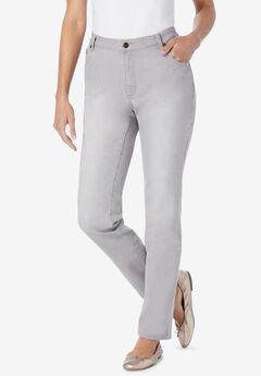 Stretch Denim 5-Pocket Straight-Leg Jeans