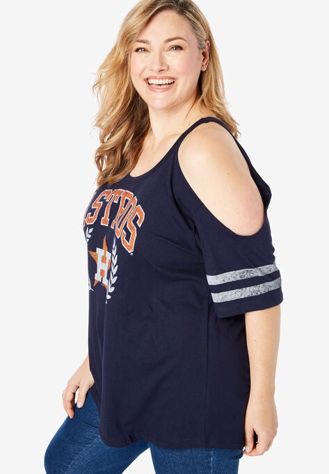 MLB Cold-Shoulder Logo Tee, , alternate image number null