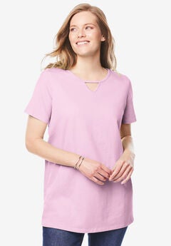 Perfect Short-Sleeve Keyhole Tee