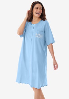 Satin Trim Cotton Sleepshirt