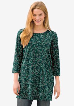 Perfect Printed Three-Quarter-Sleeve Scoopneck Tunic