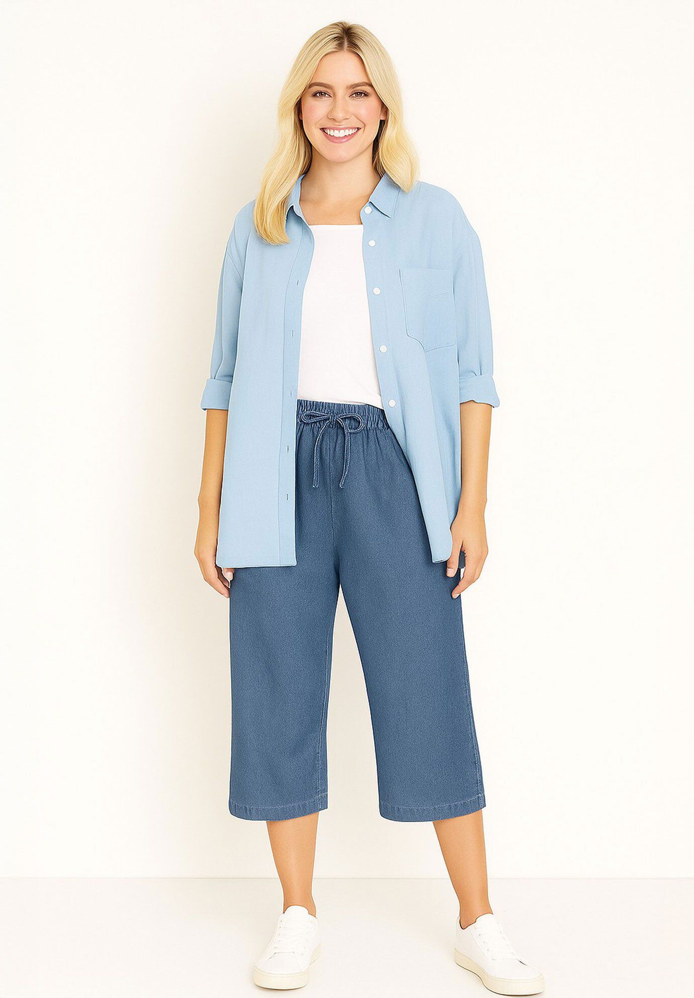 Drawstring Denim Capri Pants – Summer Style, Stonewash | Woman Within