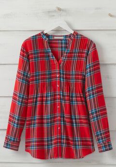 Pintucked Flannel Shirt