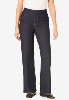 Flex Fit Pull On Wide Leg Denim Jean