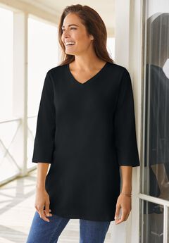 Perfect Three-Quarter Sleeve V-Neck Tunic