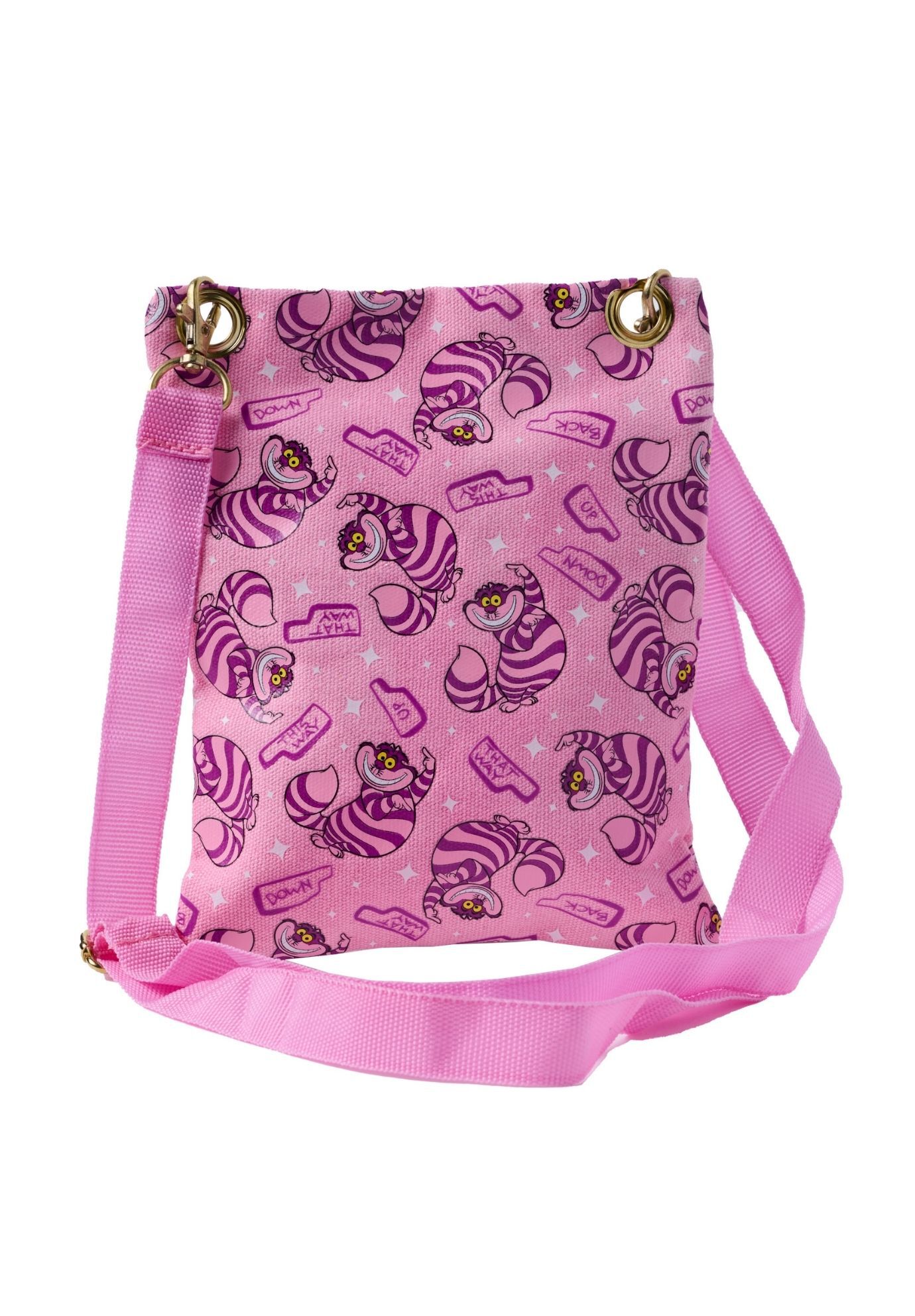 Disney Alice in Wonderland Cheshire Cat Passport Bag Crossbody Purse Travel Pink, PINK, alternate image number 3