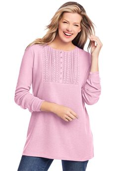 Waffle Thermal Lace Bib Henley Tee