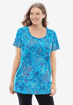 Perfect Printed Short-Sleeve Scoopneck Tee