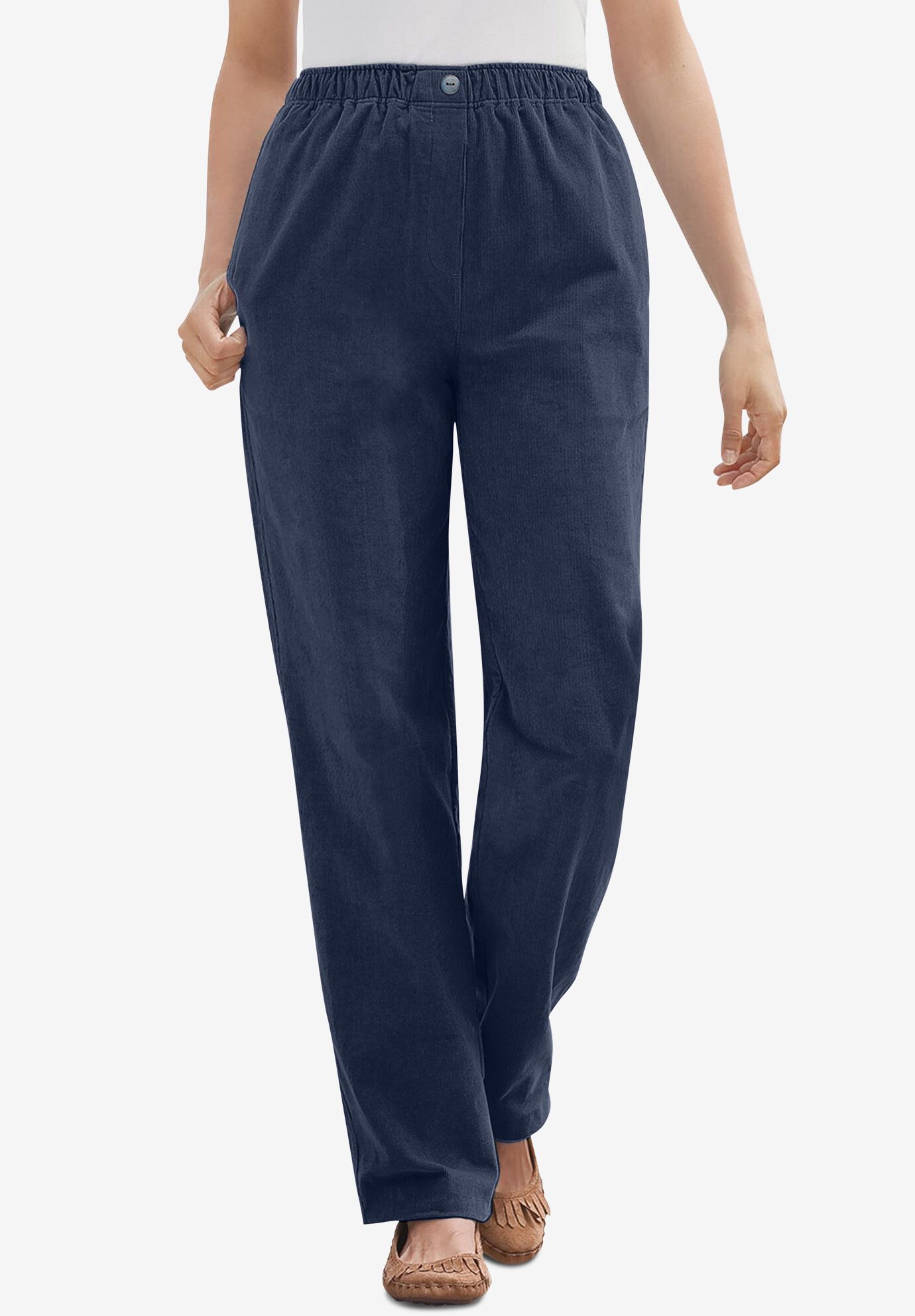 Woman within corduroy pants clearance