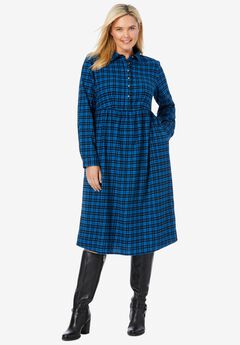 Plaid flannel A-line shirtdress