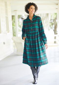 Plaid flannel A-line shirtdress