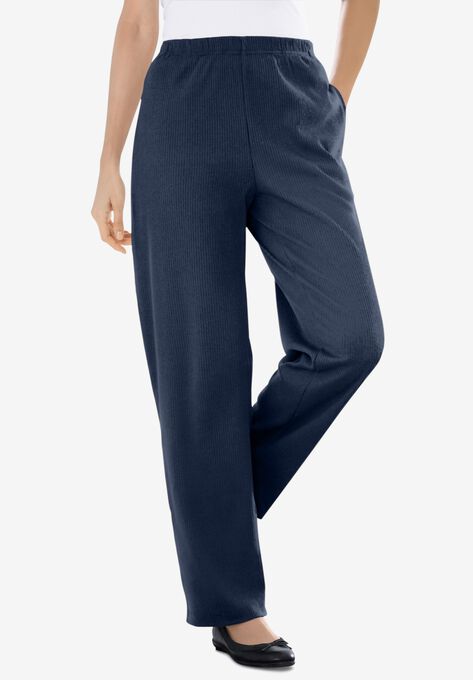 7-Day Knit Ribbed Straight Leg Pant, NAVY, hi-res image number null