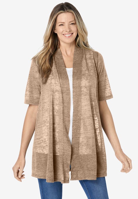 Lightweight Open Front Cardigan, NEW KHAKI, hi-res image number null