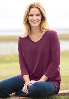 Perfect Three-Quarter Sleeve V-Neck Tunic