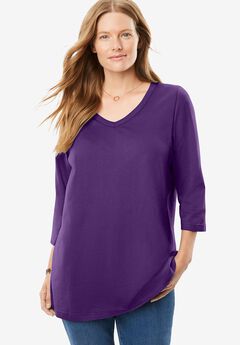 Perfect Three-Quarter Sleeve V-Neck Tee