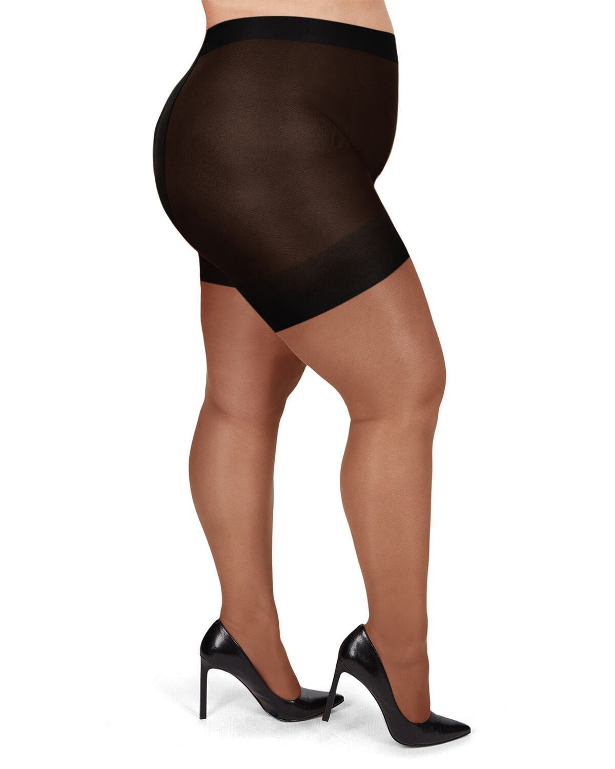 Energizing Plus Size Curvy Control Top Pantyhose, JET BLACK, hi-res image number 0
