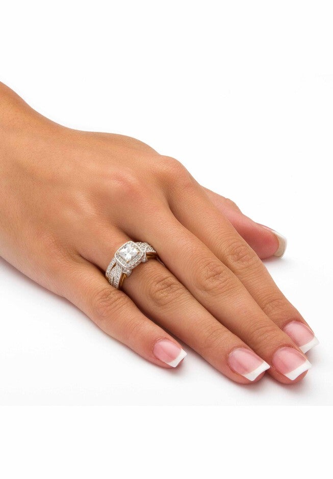 Gold over Silver Bridal Ring Set Cubic Zirconia (1 3/4 cttw TDW), , alternate image number 2